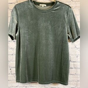 Z SUPPLY Everglade Green Velvet Simone Minimalist Casual Short Sleeve Top S